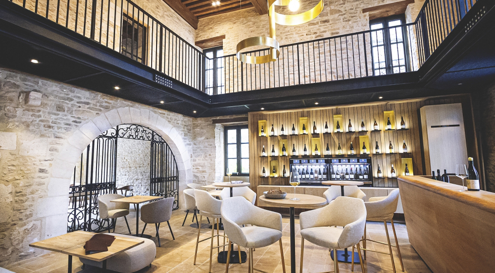 Interior of Caveau de L'hotel les Charmes, Meursault, France.