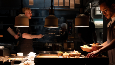 Kitchen at izakaya Miyakodori, Stockholm, Sweden.