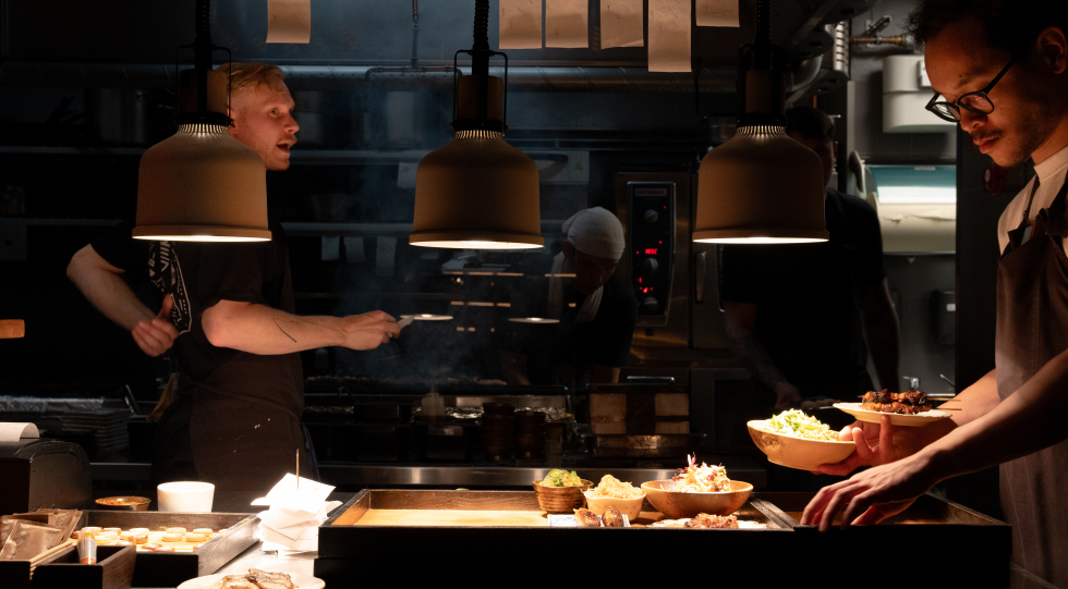 Kitchen at izakaya Miyakodori, Stockholm, Sweden.