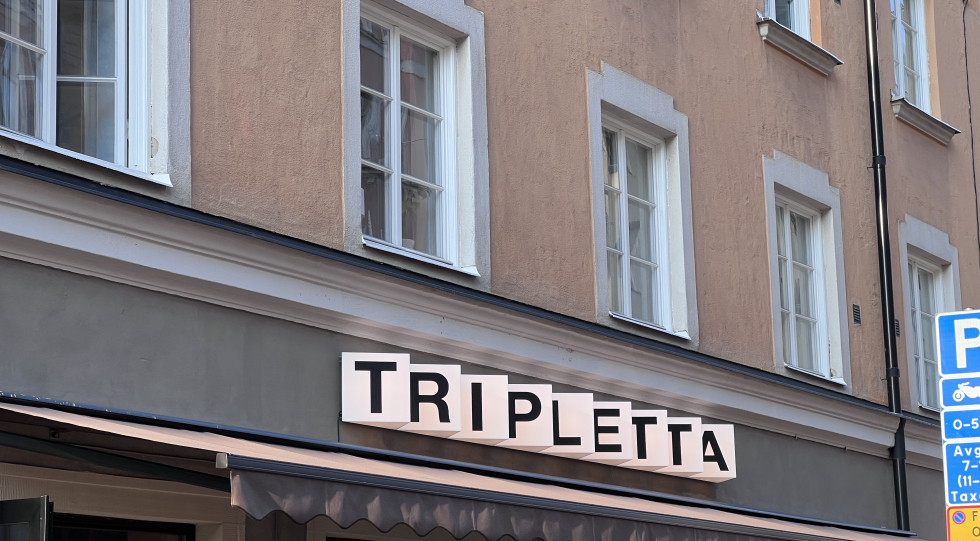 Exterior of Tripletta restaurant, Stockholm, Sweden.
