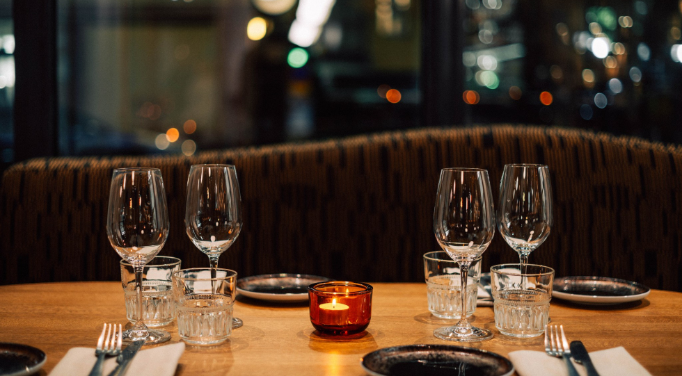 Table view at Dagmar Bistro & Wine Bar, Helsinki, Finland.