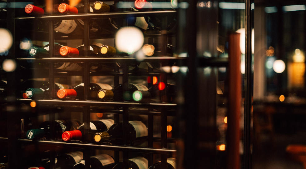 Wine cabinet at Dagmar Bistro & Wine Bar, Helsinki, Finland.