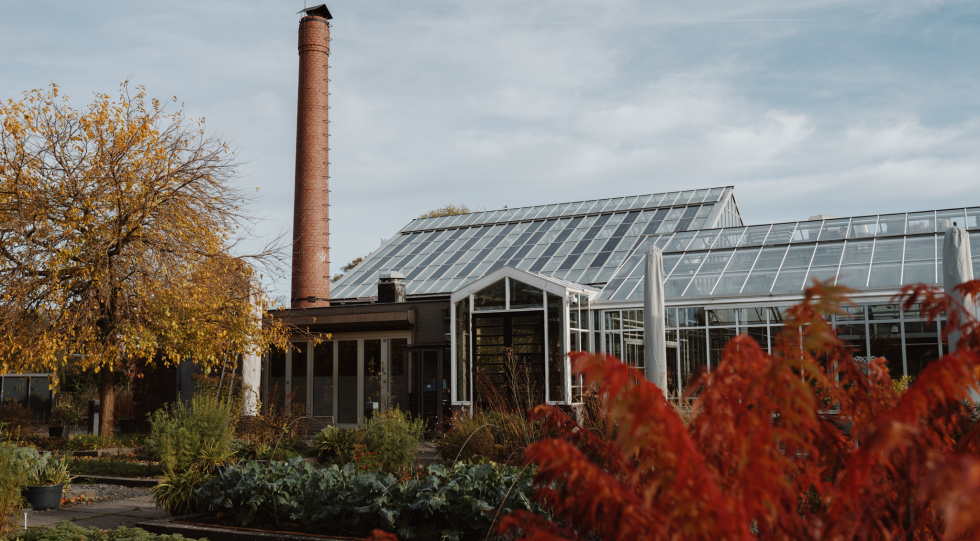 Exterior view at restaurant de Kas, Amsterdam, Netherlands.