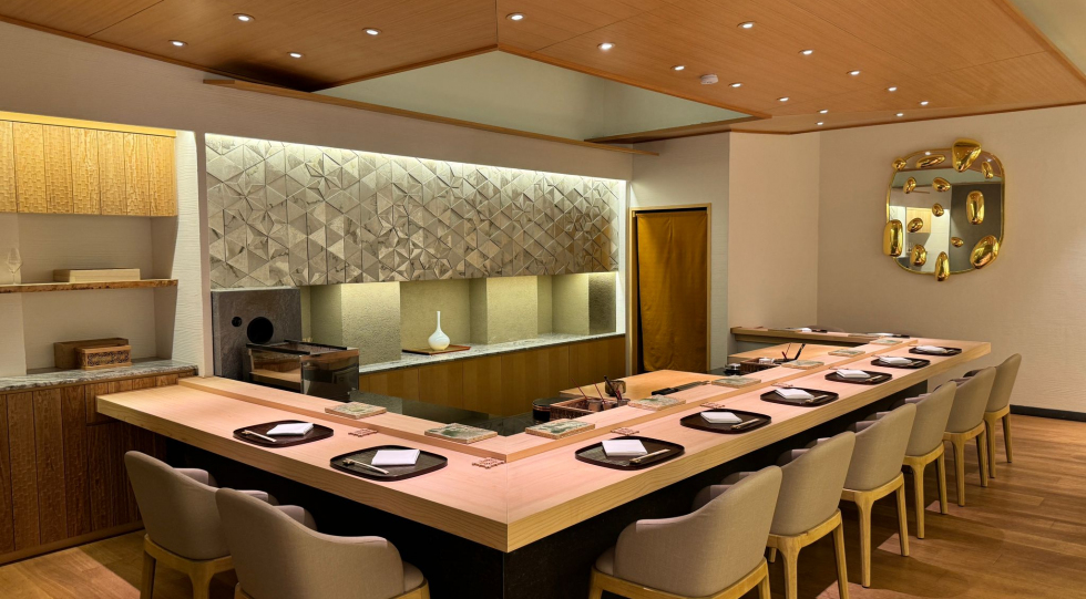 Interior of Sushi Oono restaurant, Singapore.