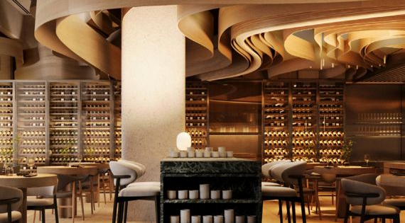 Interior of Birch Restaurant, Dubai, United Arab Emirates.