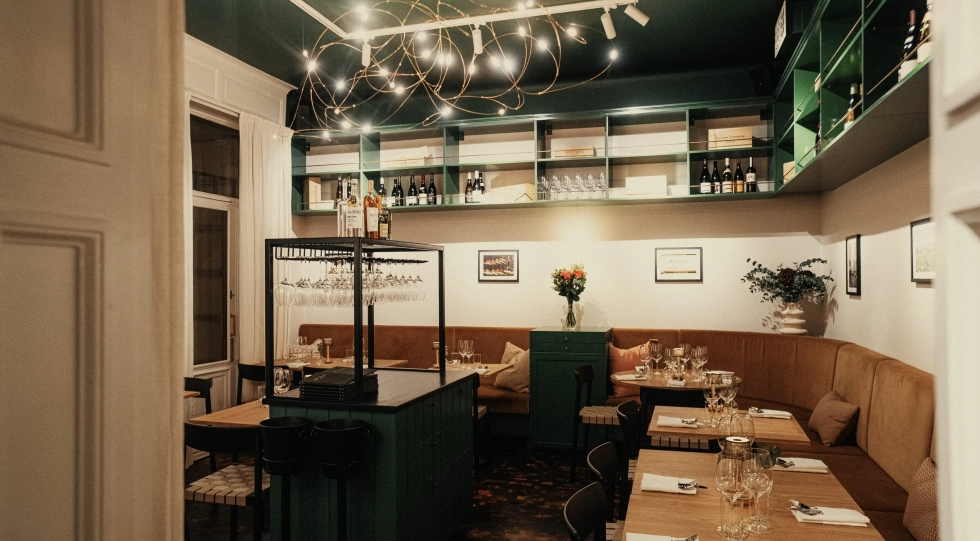 Interior of Bar Arsenalen wine bar, Stockholm, Sweden.