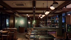 Interior of restaurant Verlan, Bangkok, Thailand.