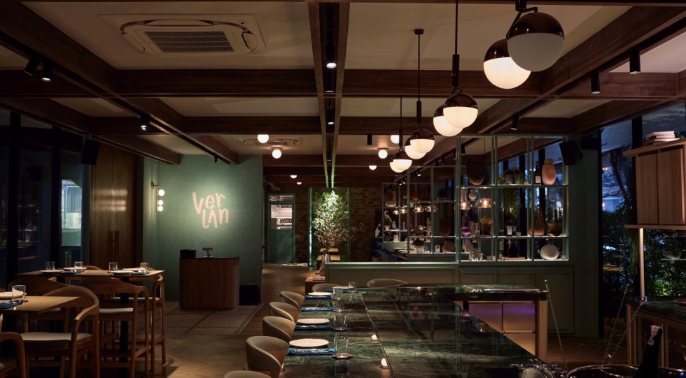 Interior of restaurant Verlan, Bangkok, Thailand.