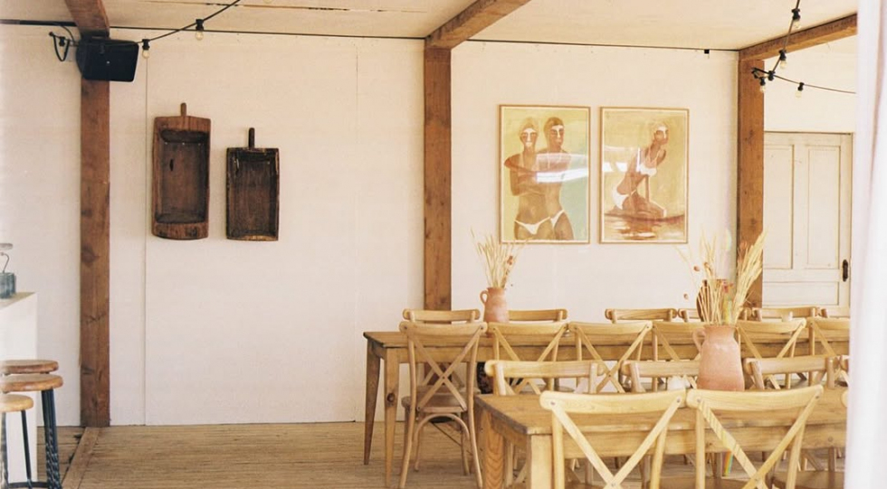 Interior of Beach Barn restaurant, Zandvoort, Netherlands.