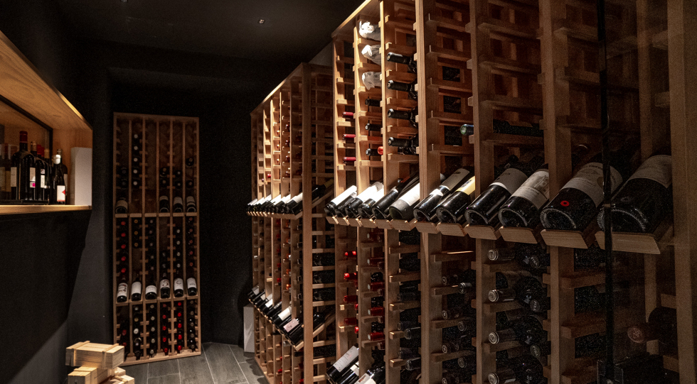 Wine storage at Char Fuego y Brasas, Tenerife, Spain.