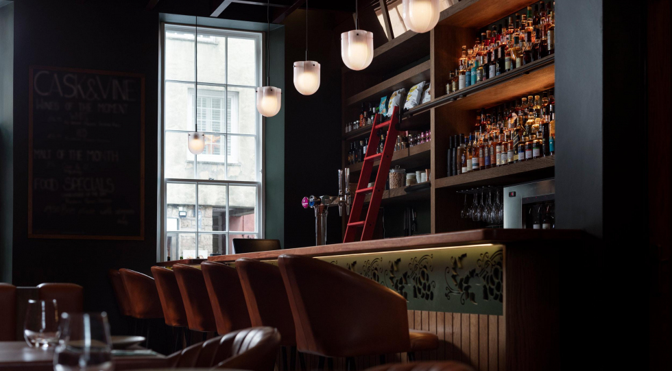 Cask and Vine, a wine bar in Edinburgh, UK.