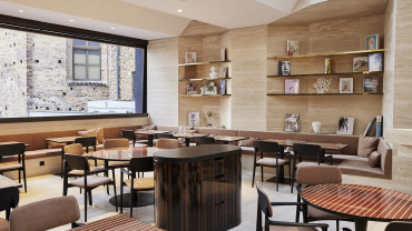 Interior of Vesta Fiori Chiari restaurant, Milan, Italy.