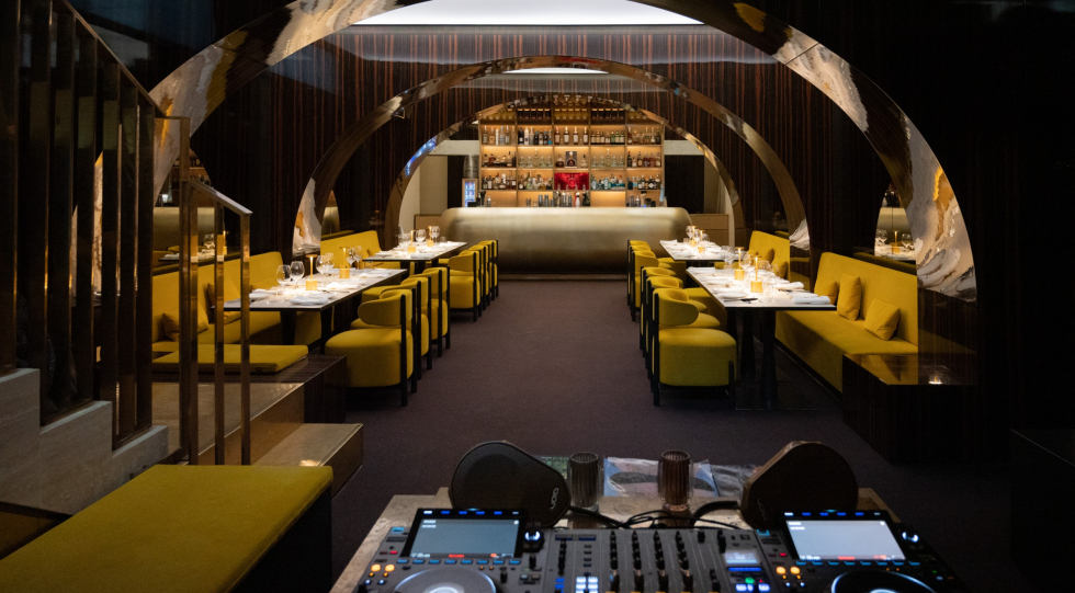 Interior of Vesta Fiori Chiari restaurant, Milan, Italy.