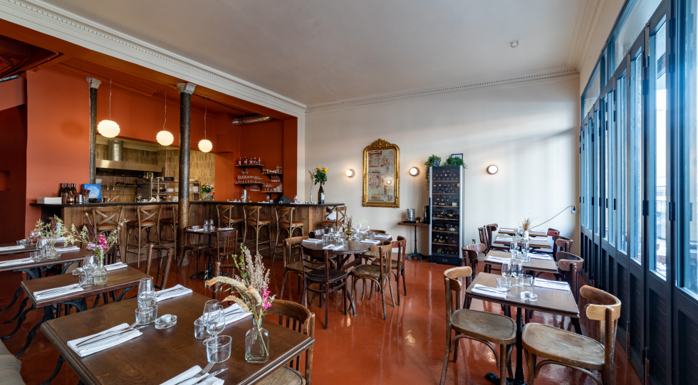 Interior of Clutch Wine Bar, Paris, France.