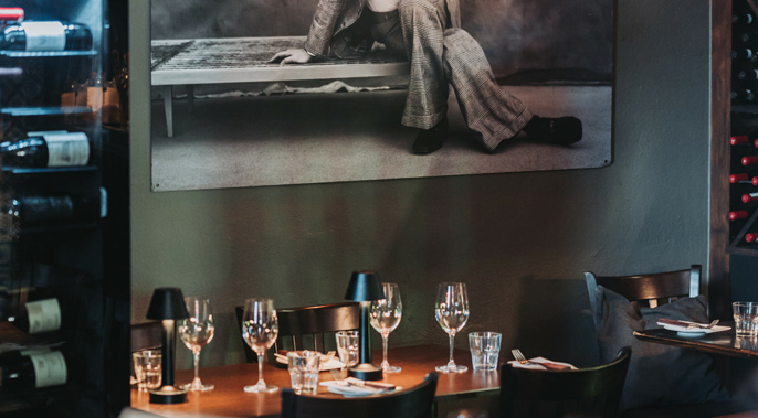 Interior of Campo Osteria restaurant, Oslo, Norway.