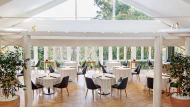 The dining room at La Colombe restaurant in Constantia, Cape Town, South Africa - a Star Wine List Red Star wine destination.