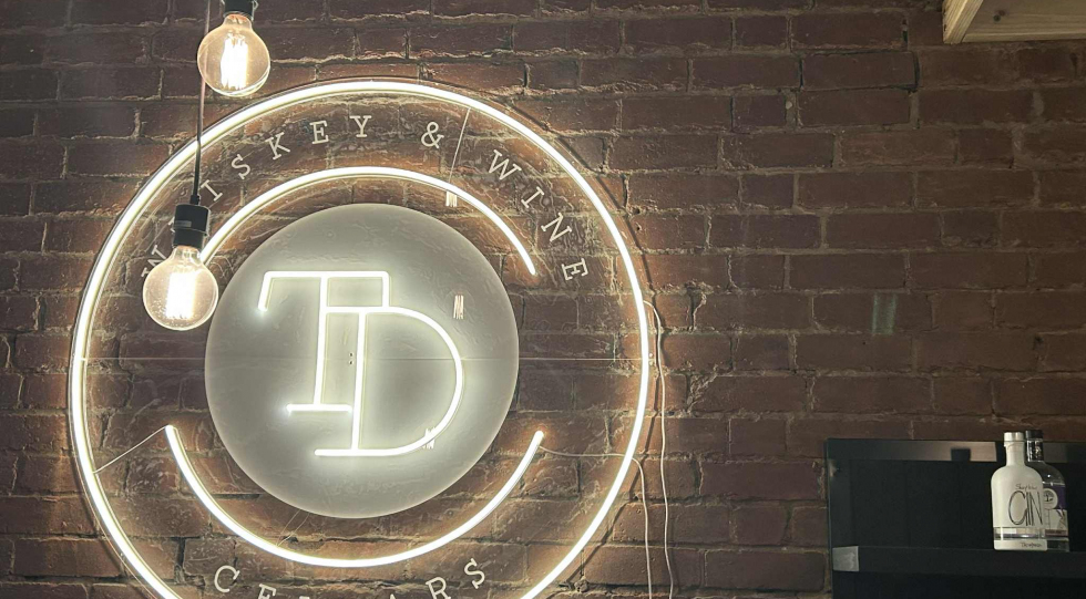 Logo wall at Timber Door Cellars, Geelong, Australia.