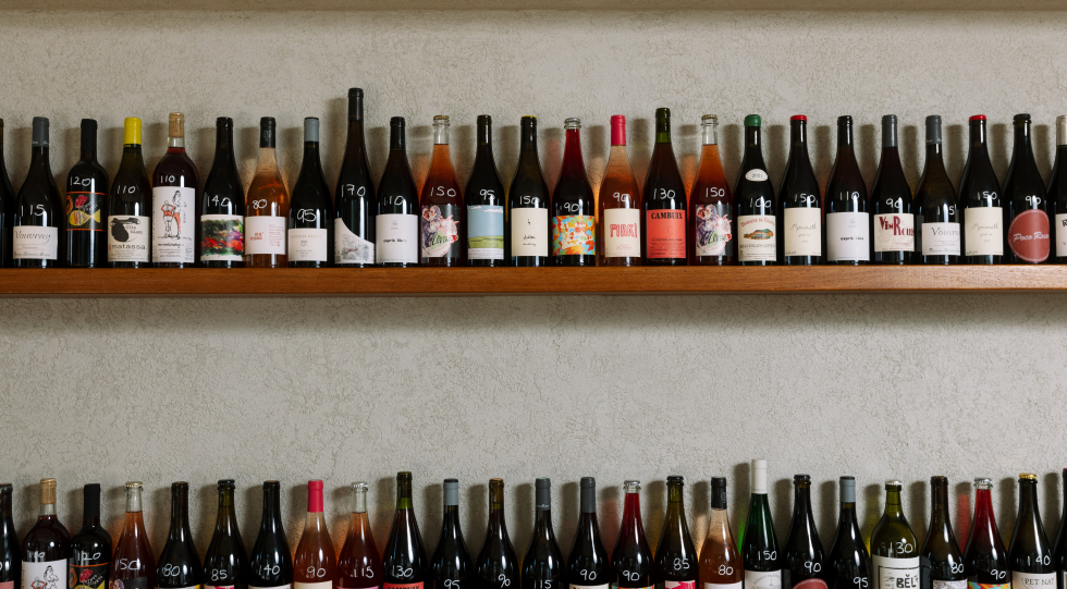 Bottle wall at Bar Copains, Sydney, Australia.