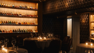 Interior of Affinatore restaurant, Milan, Italy.