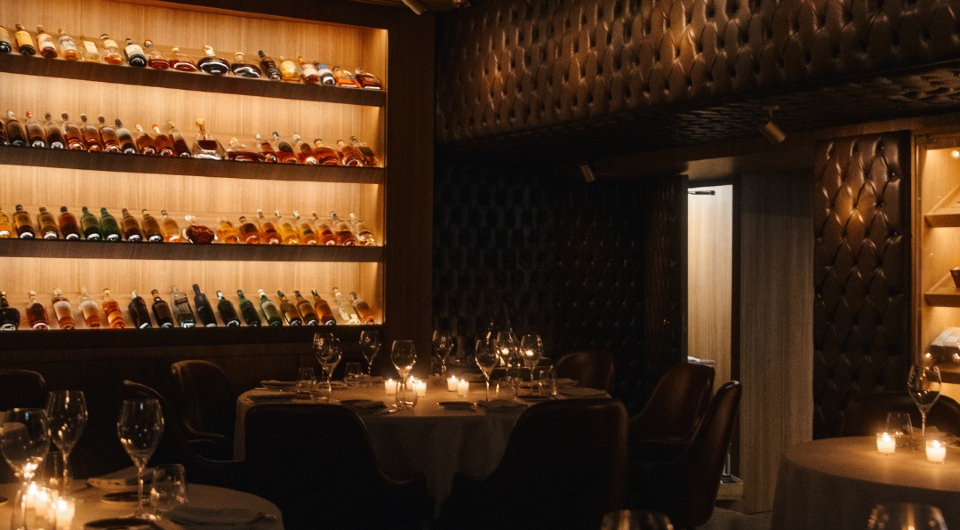 Interior of Affinatore restaurant, Milan, Italy.