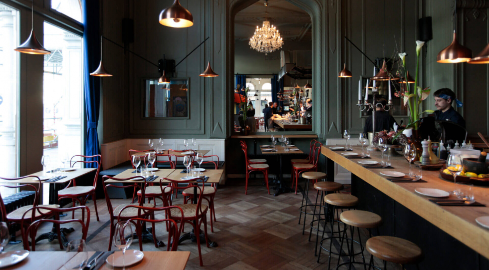 Interior of restaurant Cucina Itameshi, Vienna, Austria.