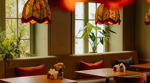 Interior of restaurant Belétage, Traunkirchen, Austria.