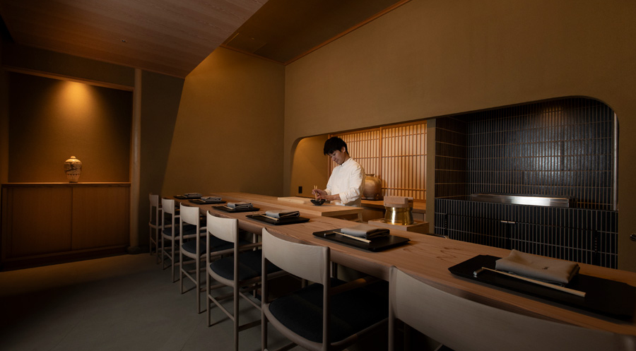 Interior of Hyakuyaku by Tokuyamazushi, Tokyo, Japan.