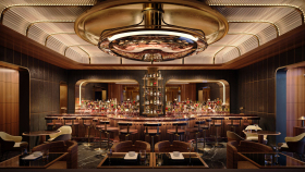 Bar view at Nuri Steakhouse, Dallas, USA.