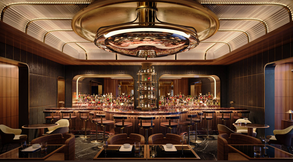 Bar view at Nuri Steakhouse, Dallas, USA.
