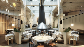 Interior of restaurant Solen, Stockholm, Sweden.
