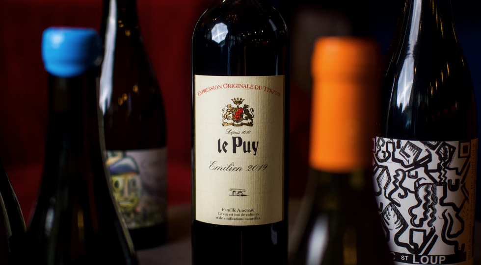 Bottles at restaurant Madam FAN, Paris, France.