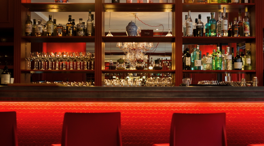 Bar at restaurant Madam FAN, Paris, France.