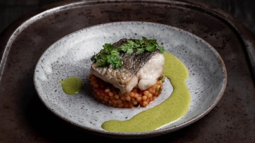 Dish at restaurant Sain, Nantes, France.