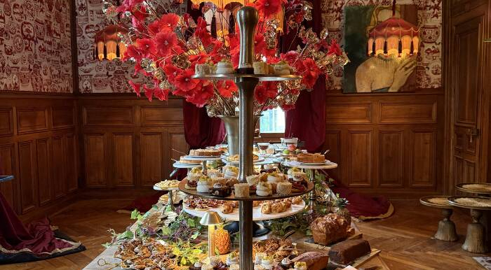 Interior of Table du Marquis at Château de Maubreuil, Carquefou, France.