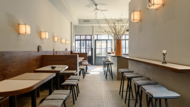 Main room at With Others wine bar Brooklyn.