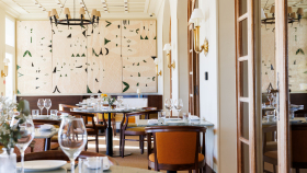 Interior of restaurant La Rascasse, Hyères, France.