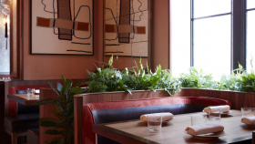 Interior of Bibi restaurant, London, UK.