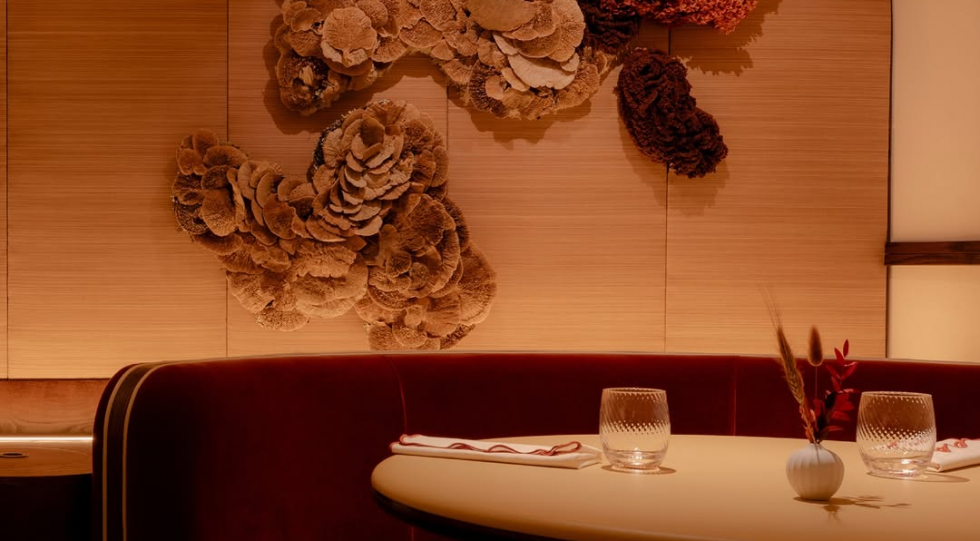 Interior of Bonheur by Matt Abé restaurant, London, UK.