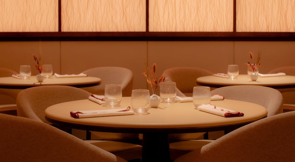 Interior of Bonheur by Matt Abé restaurant, London, UK.