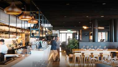 Interior and counter at 2KW Bar & Restaurant in Adelaide, South Australia.