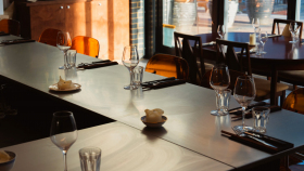 Interior of Tempo wine bar/restaurant, London, UK.
