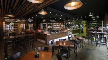 Interior of East End Cellars wine bar and restaurant in Adelaide, South Australia.