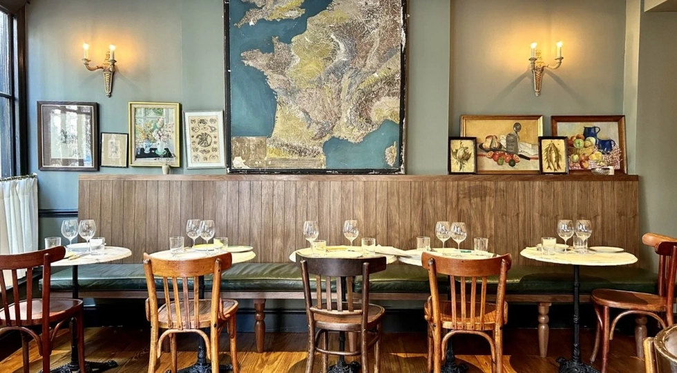 Interior of Cloth Restaurant, London, UK.