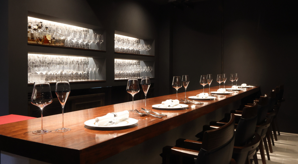 Interior of french restaurant LIEN, Osaka, Japan.