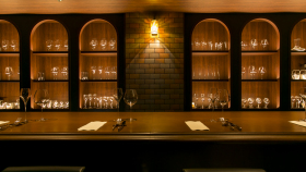 Interior of Noam wine bar, Osaka, Japan.