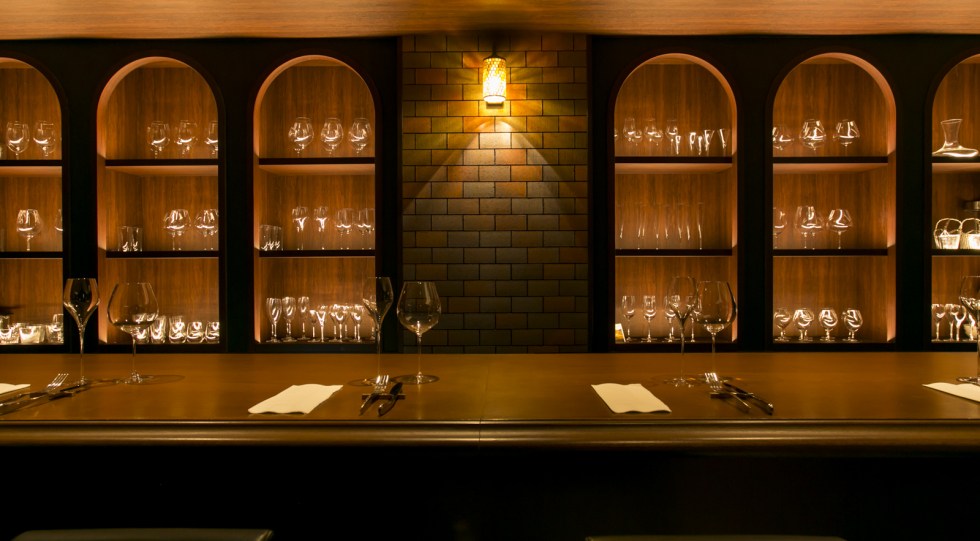 Interior of Noam wine bar, Osaka, Japan.