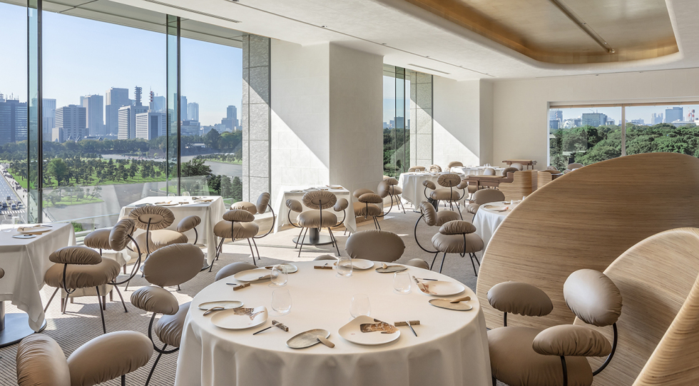 Interior of restaurant Esterre, Tokyo, Japan.