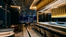 Interior of restaurant Kei Collection Paris, Tokyo, Japan.