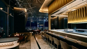 Interior of restaurant Kei Collection Paris, Tokyo, Japan.