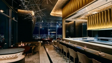 Interior of restaurant Kei Collection Paris, Tokyo, Japan.